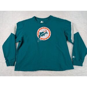 Starter‎ Miami Dolphins Sweatshirt Women's XXL Green LS Pullover NFL Football